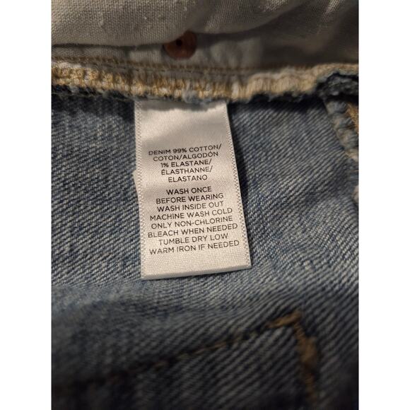 Womens Distressed Stretch Cut-Off Booty Denim Shorts 32 Grunge Frayed Dip Hem - Picture 6 of 6